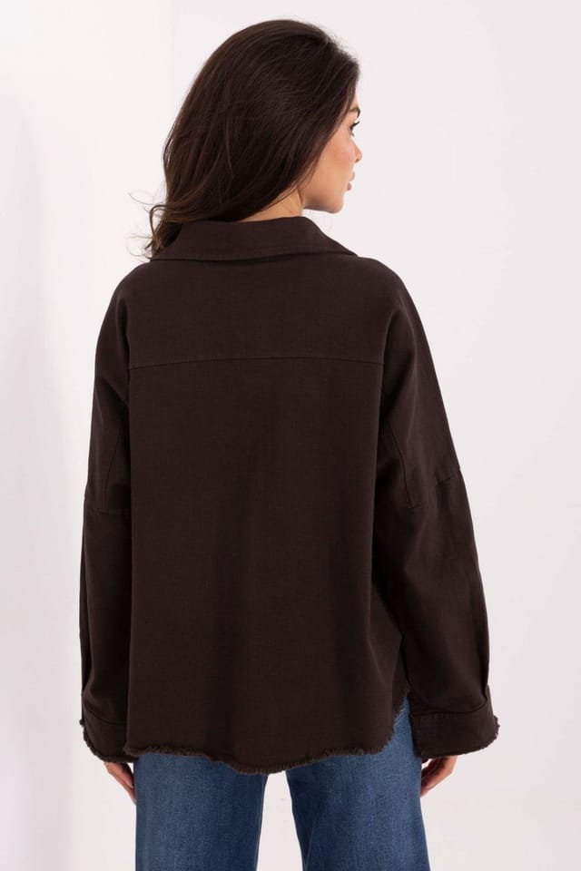 Love Lace Love Lace Women's Denim Long Sleeve Button Shirt in Brown - 3