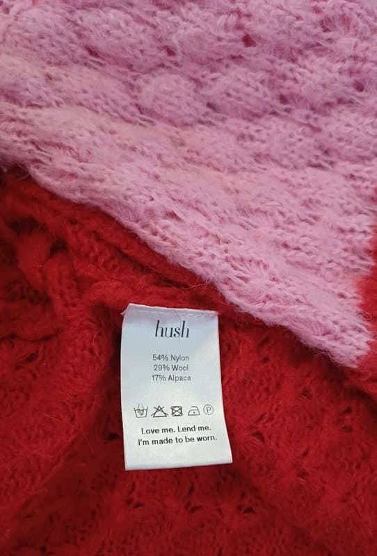 Hush Hush Mischa Red Pink Contrast Cuffs Cardigan - size XL 18