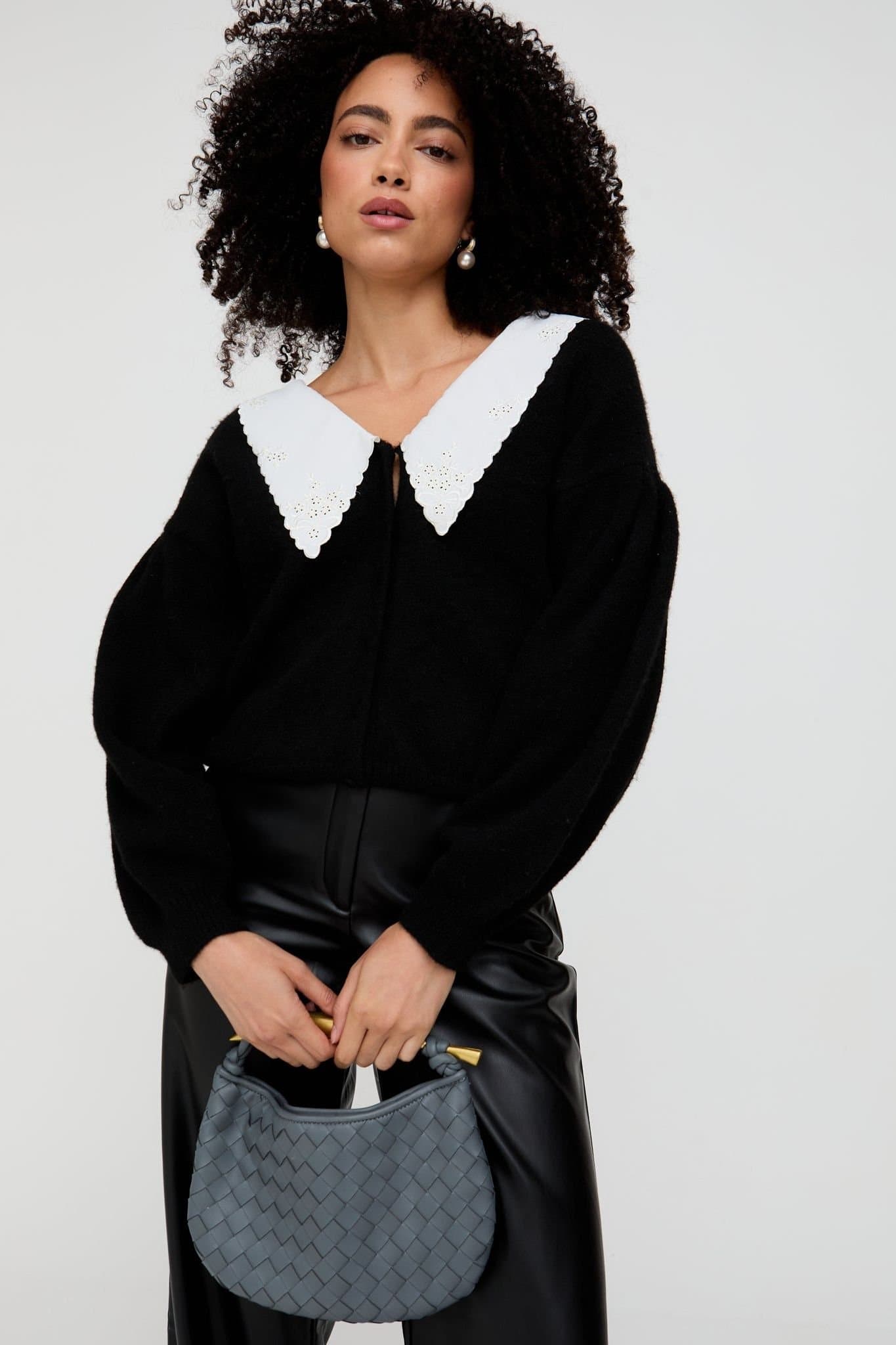 Lily and Lionel Lily and Lionel Women's Suzzanna Embroidered Collar Cardigan In Black