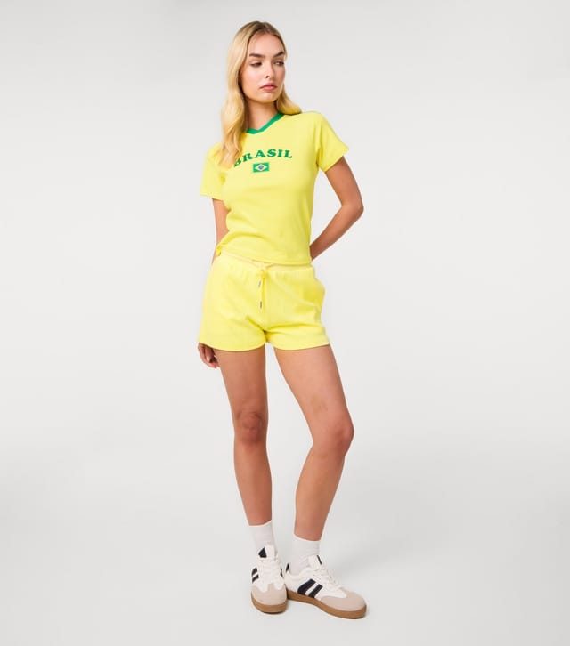 Pink Vanilla Women's Yellow Brasil Embellished Football Top Pink Vanilla New Look - 2