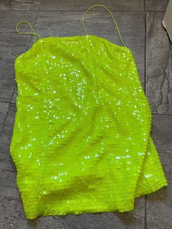 Fashion Nova Fashion nova vibrant green diamonte sequin festival Ibiza party dress size M