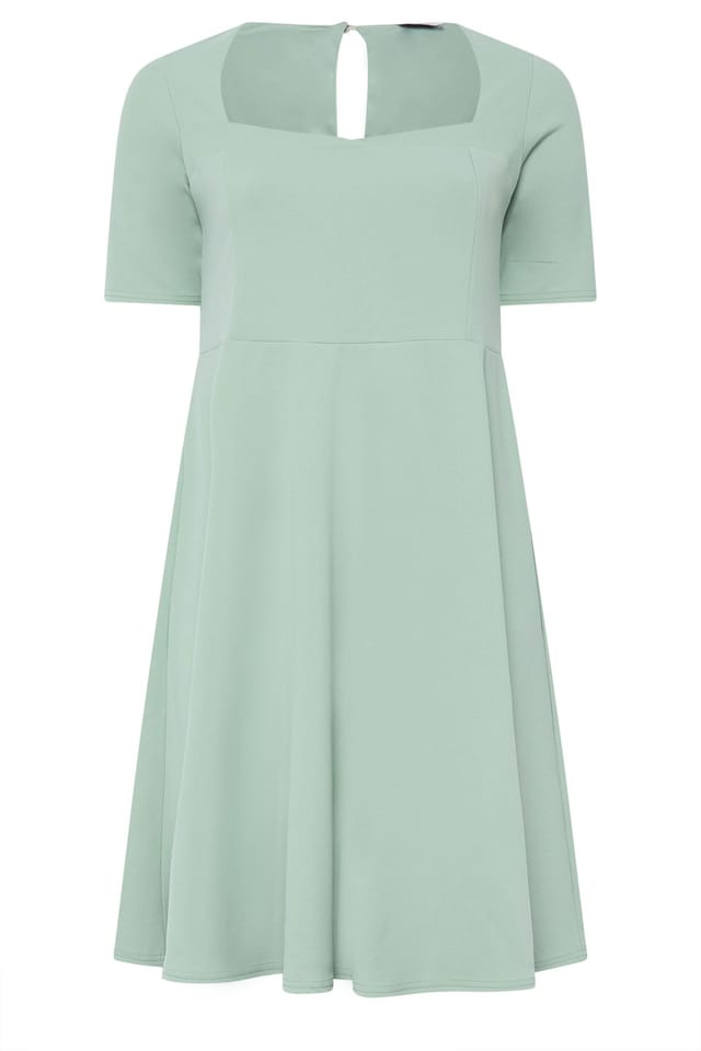 Yours Yours Women's Panel Skater Dress in Light Green - 2