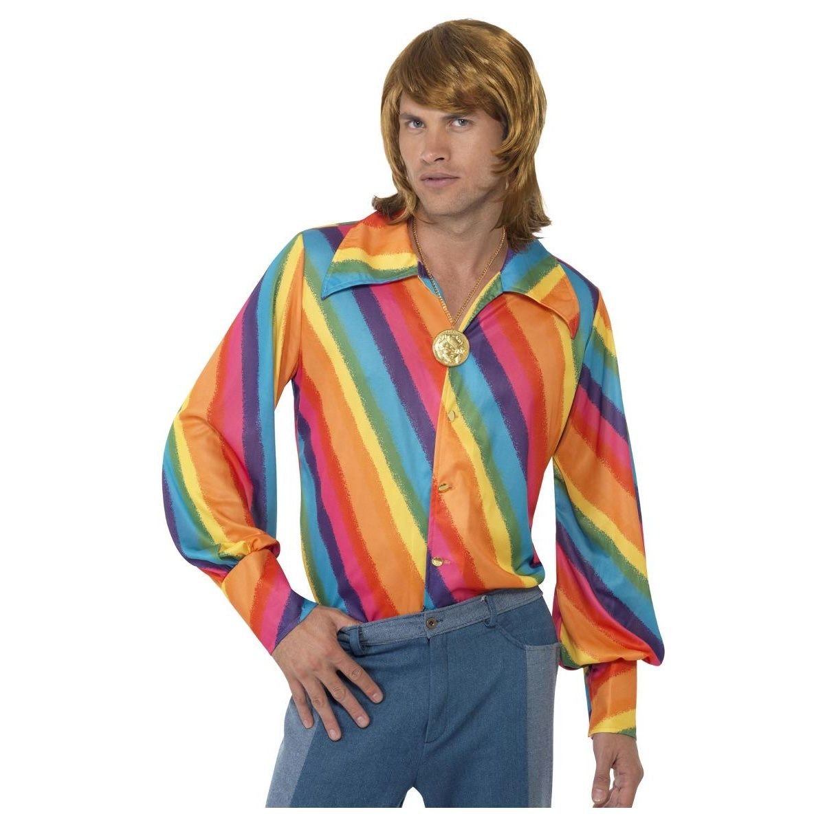 Smiffys Smiffys Men's 1970s Rainbow Shirt - 2