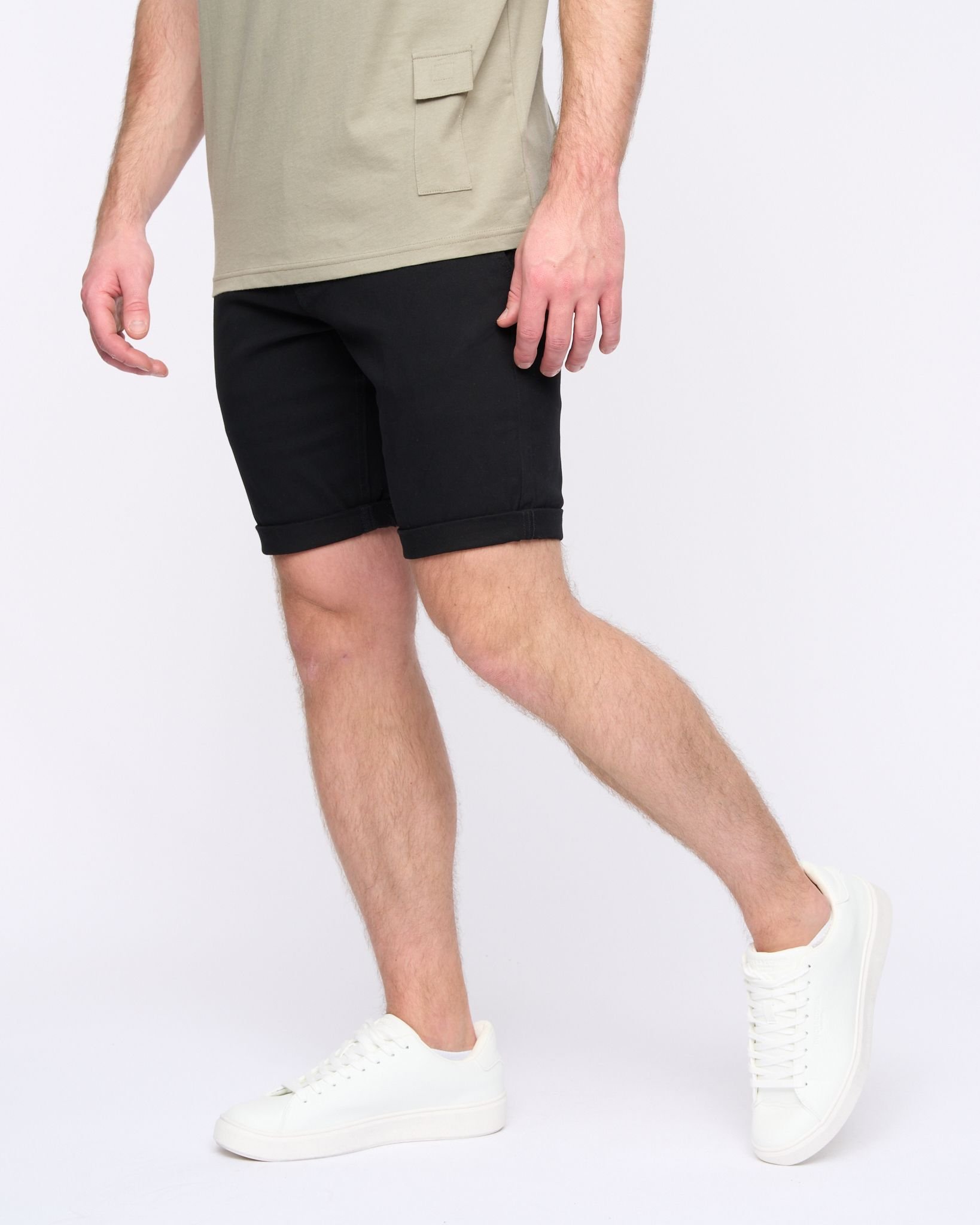 Duck&Cover Duck&Cover Moreshore Men's Lightweight Stretch Canvas Chino Shorts with Secure Penny Pocket in Black - 3