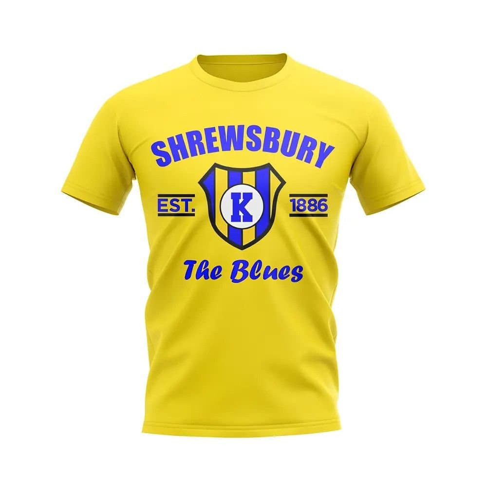 Shrewsbury Shrewsbury Men's Personalised Established Football T-Shirt in Yellow