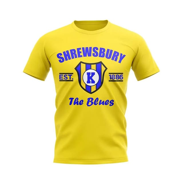 Shrewsbury Shrewsbury Men's Personalised Established Football T-Shirt in Yellow - 2
