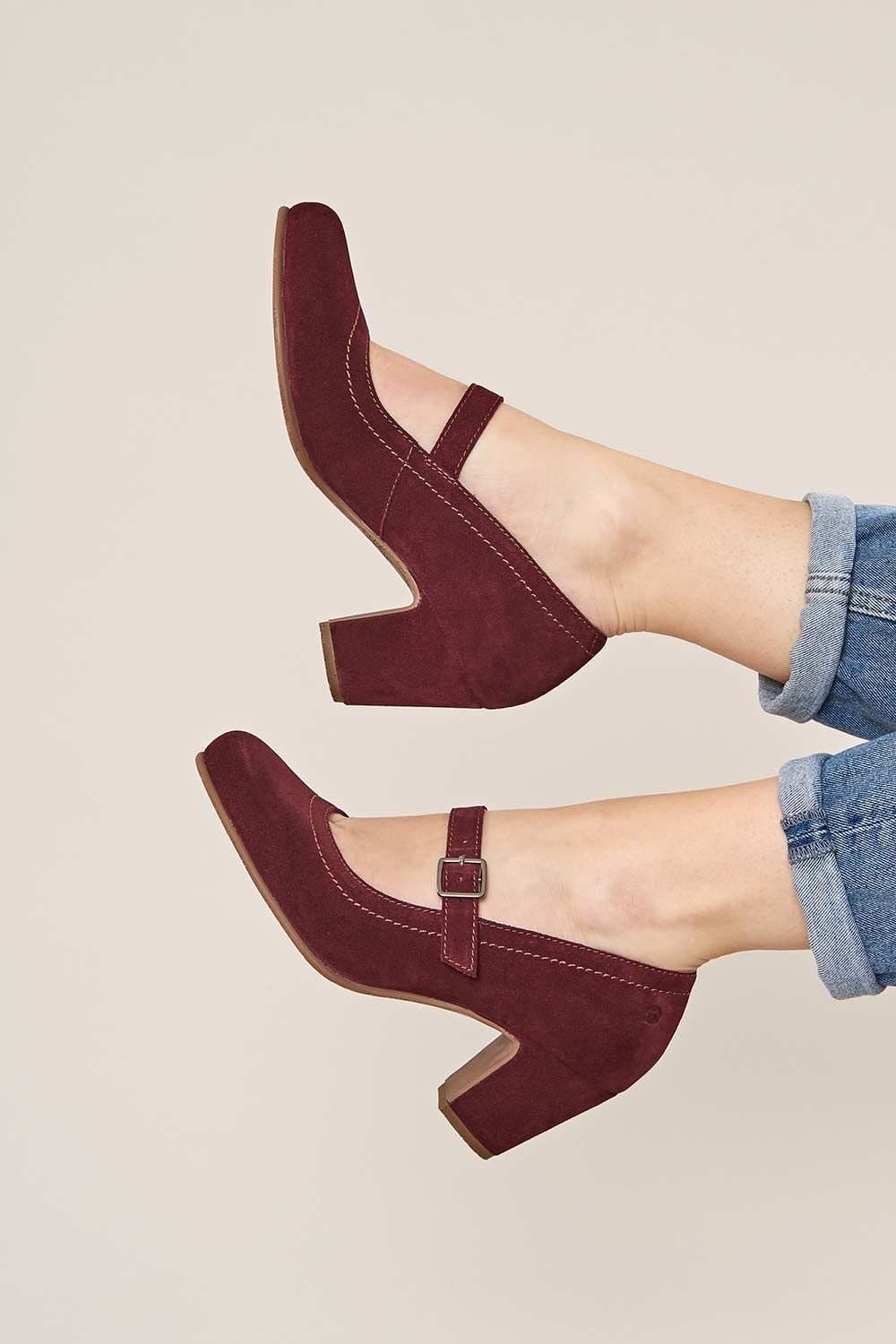 Moshulu Moshulu Women's 'Biambi Suede' Mary Jane Bar Shoes in Dark Red