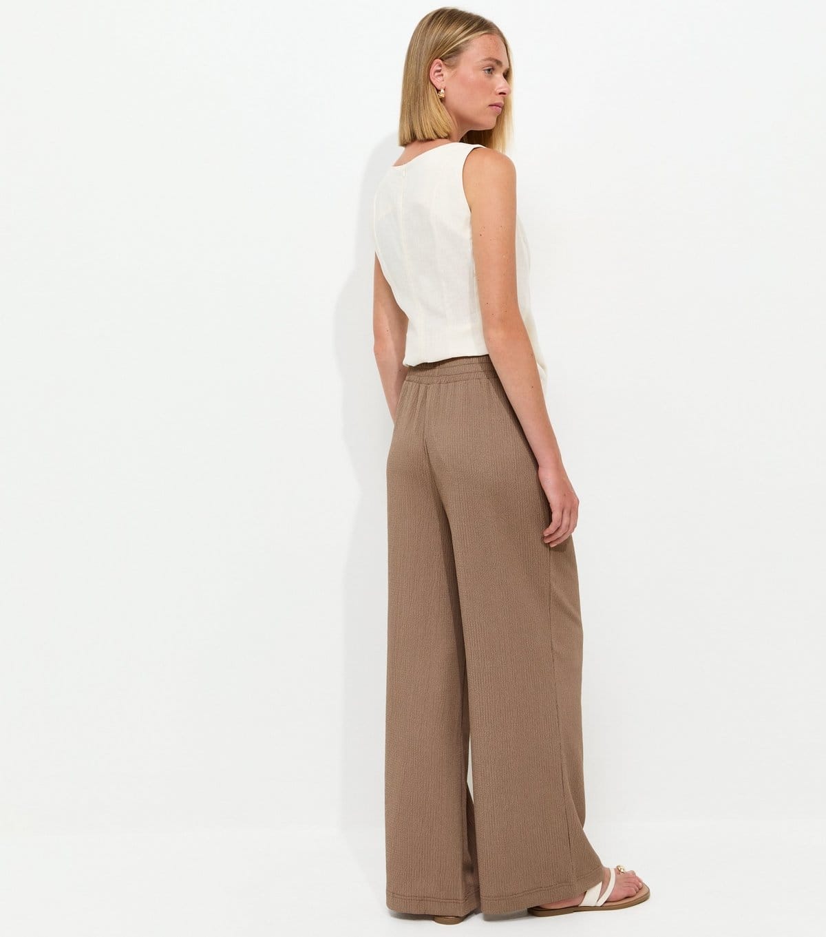 New Look Women's Mink Crinkled Jersey Wide Leg Trousers New Look - 4
