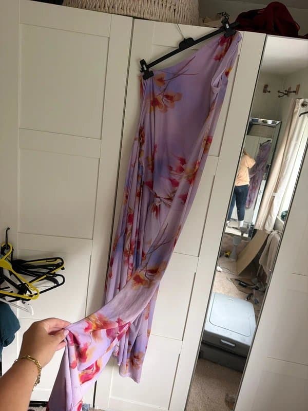ASOS Design ASOS chiffon drape maxi dress in pink floral