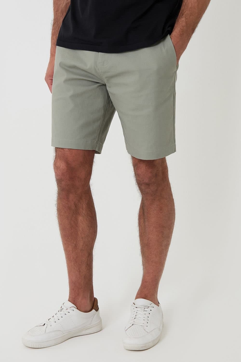 Threadbare threadbare Men's Cotton Regular Fit Stretch Chino Shorts in Pale Green