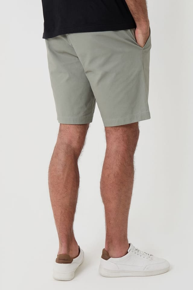 Threadbare threadbare Men's Cotton Regular Fit Stretch Chino Shorts in Pale Green - 2