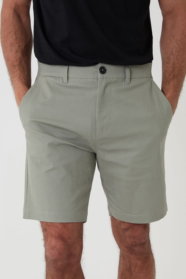 Threadbare threadbare Men's Cotton Regular Fit Stretch Chino Shorts in Pale Green - 3