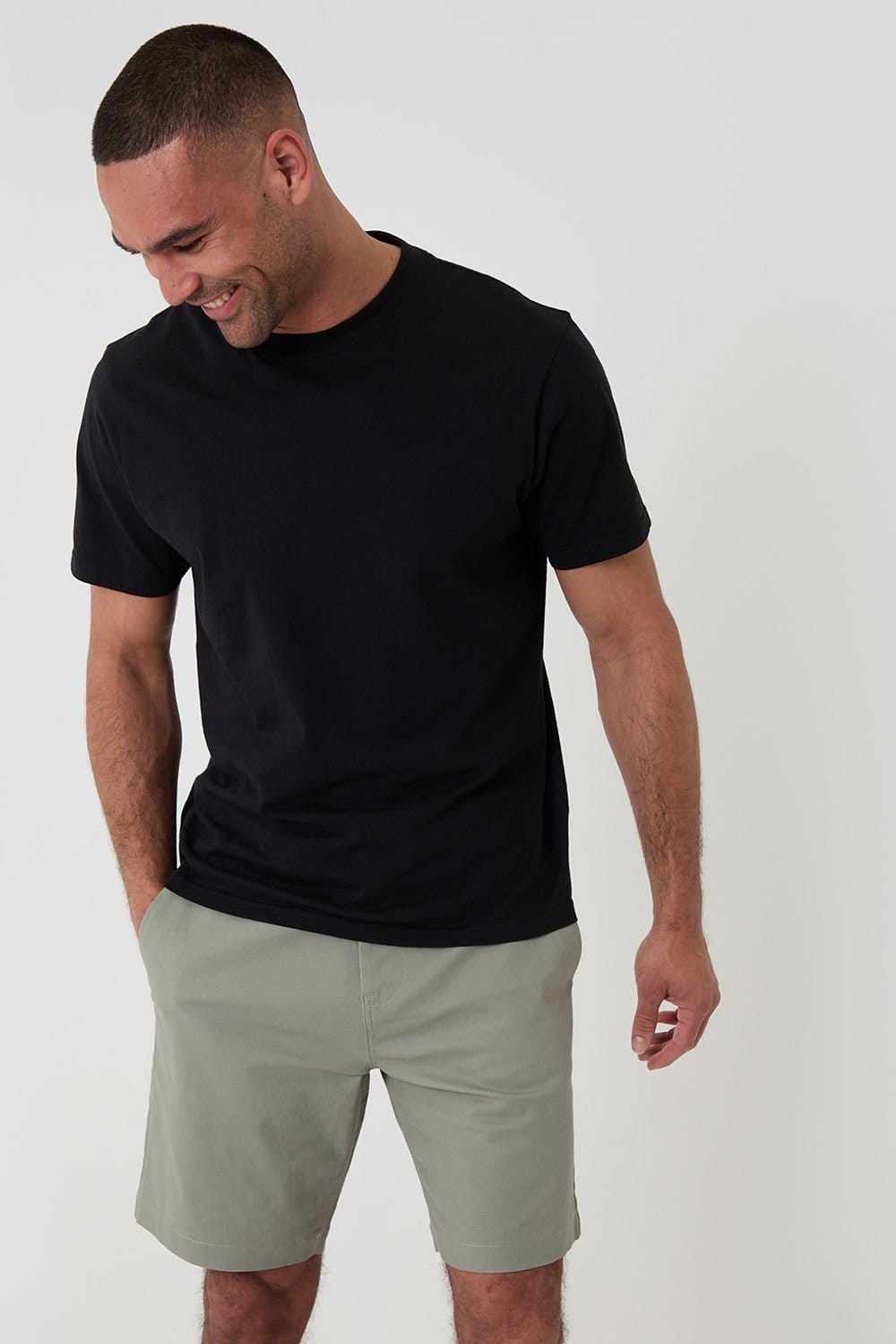 Threadbare threadbare Men's Cotton Regular Fit Stretch Chino Shorts in Pale Green - 4