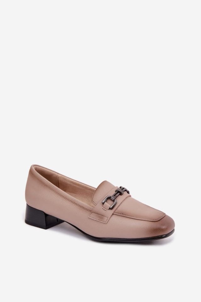 Love Lace Love Lace Women's Elegant Heeled Loafers in Natural Block Heel Comfort in Beige - 2