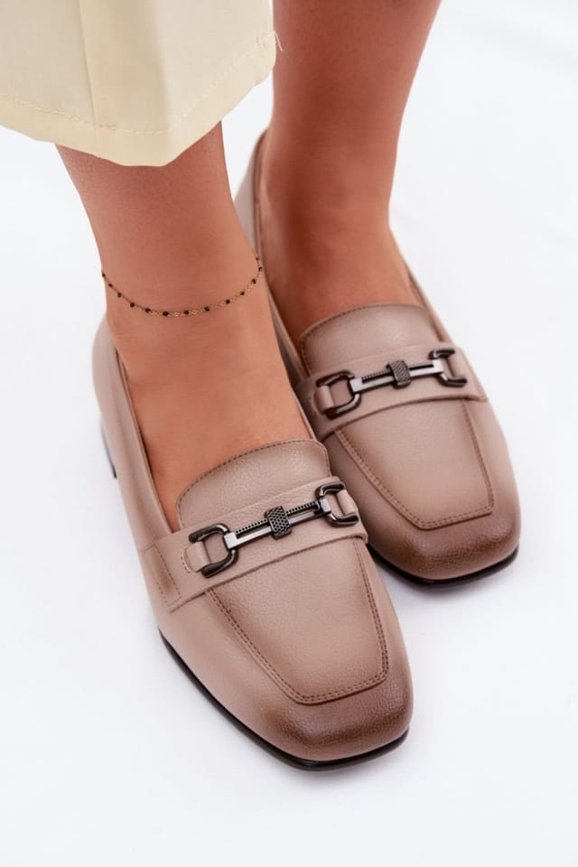 Love Lace Love Lace Women's Elegant Heeled Loafers in Natural Block Heel Comfort in Beige - 3