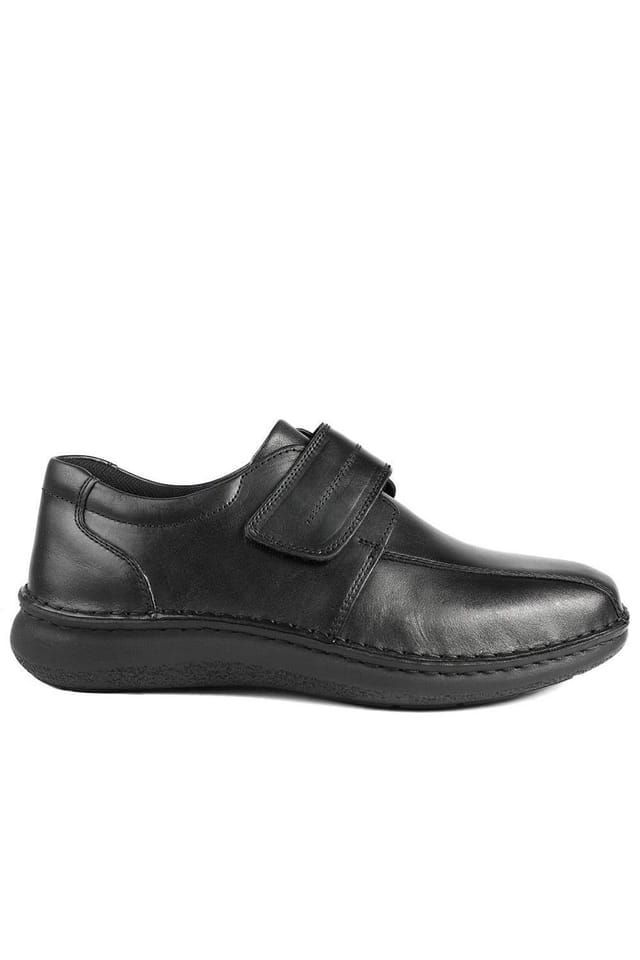 Pavers Pavers Men's Wide Fit Leather Smart Adjustable Fit Shoes in Black - 2