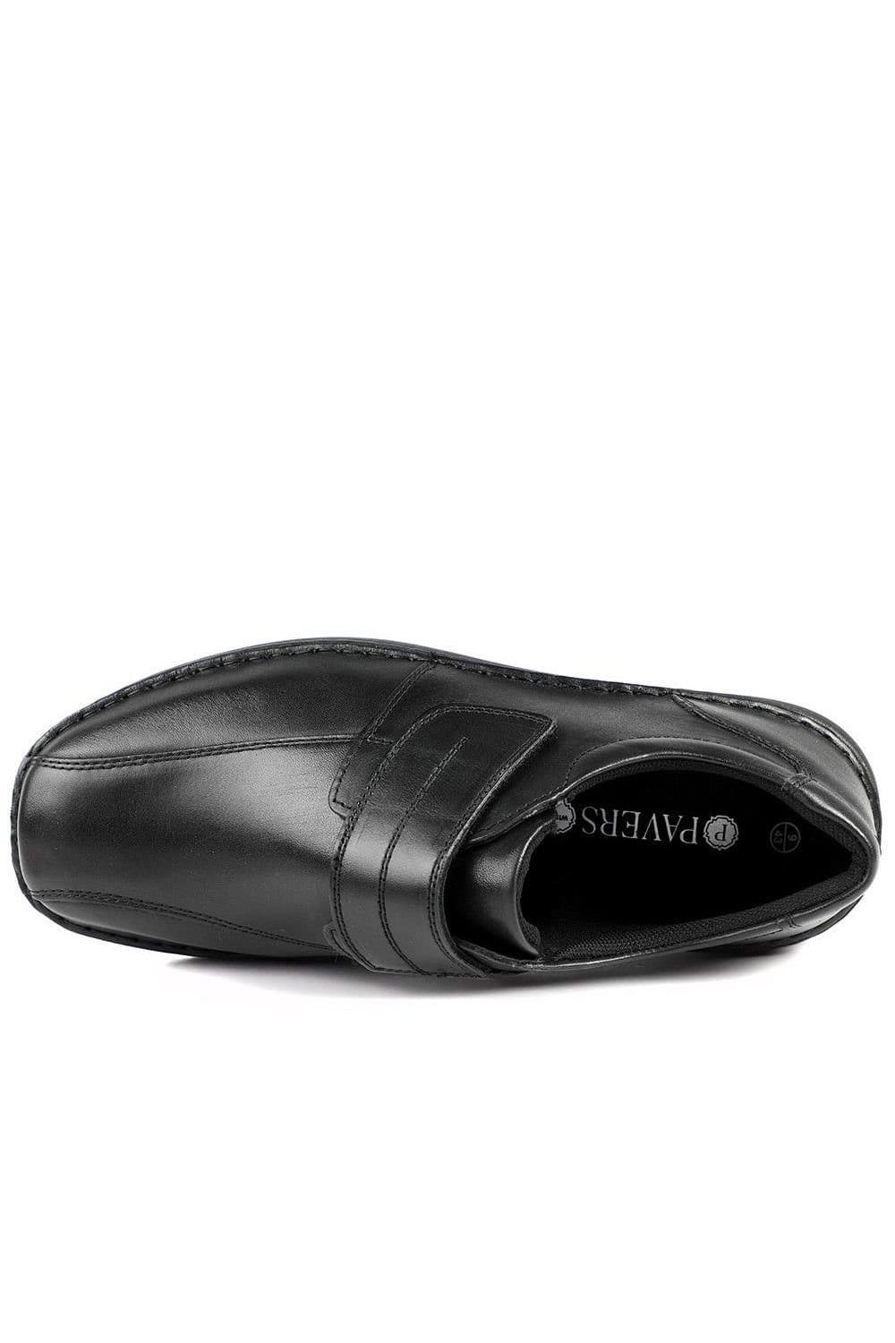 Pavers Pavers Men's Wide Fit Leather Smart Adjustable Fit Shoes in Black - 4