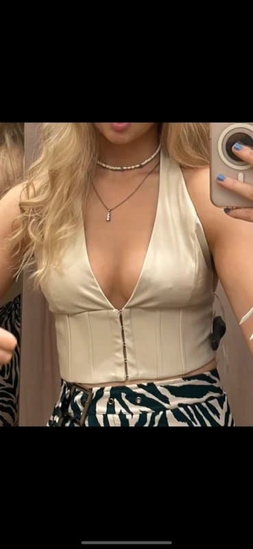 Bershka Bershka faux leather halter neck top