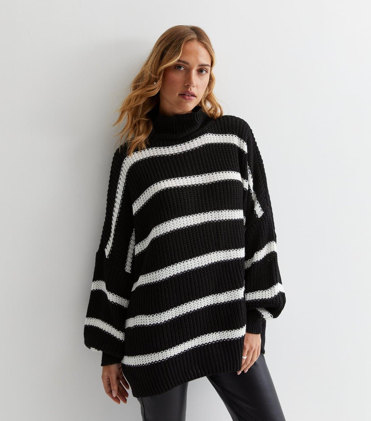 Gini London Gini London Black Stripe Chunky Knit Jumper