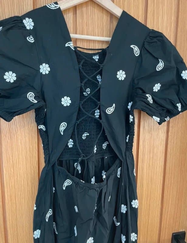 Never Fully Dressed Never fully dressed black white embroidered lace up maxi summer dress