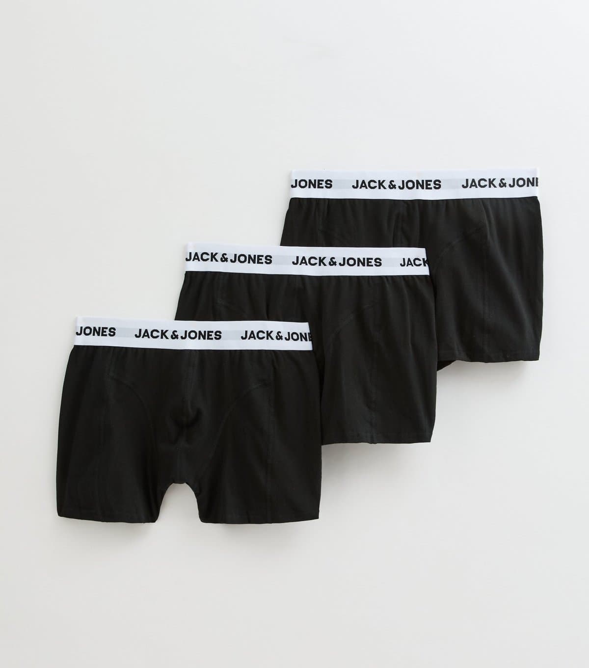 jack & jones Men's Pack of 3 Black Branded Waist Boxers Jack & Jones New Look