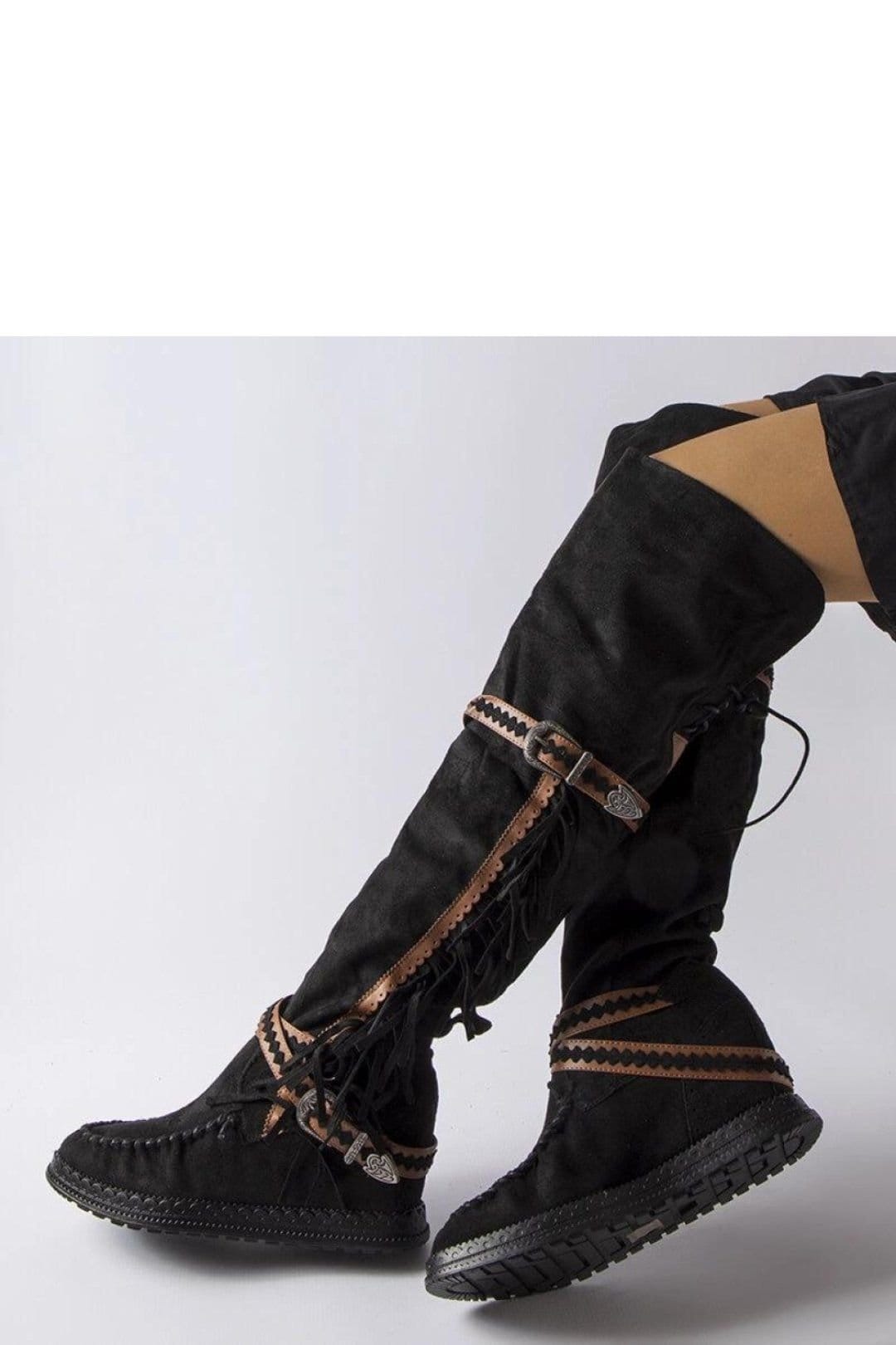 Love Lace Love Lace Women's Concealed Anchor Slip On Platform Boots Winter Novella Knee High in Black - 1