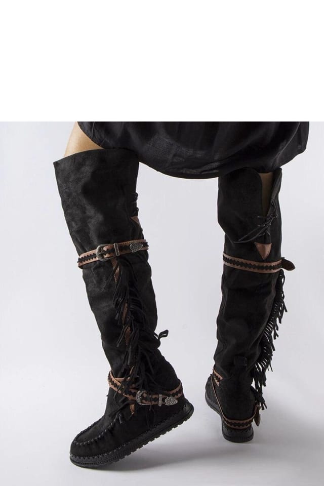 Love Lace Love Lace Women's Concealed Anchor Slip On Platform Boots Winter Novella Knee High in Black - 2