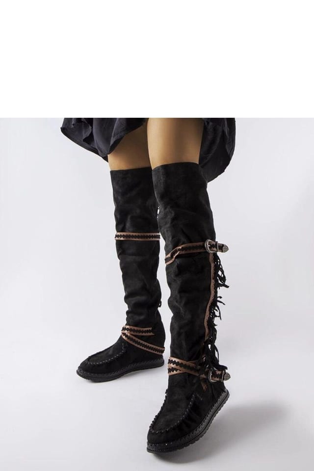 Love Lace Love Lace Women's Concealed Anchor Slip On Platform Boots Winter Novella Knee High in Black - 3