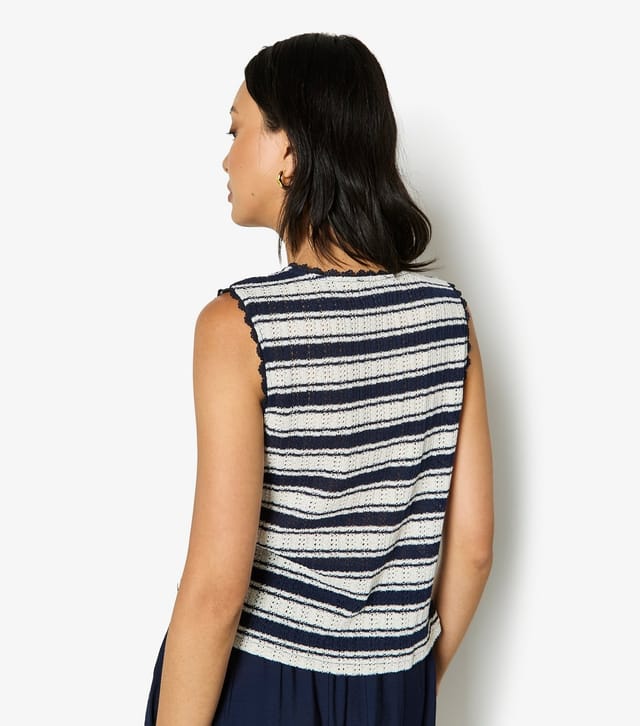 Apricot Women's Blue Textured Stripe Tie Front Top Apricot New Look - 2