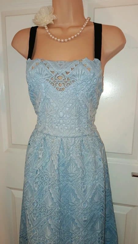 Perseverance Perseverance Gorgeous Wedding Party Blue Lace Dress 10 Uk