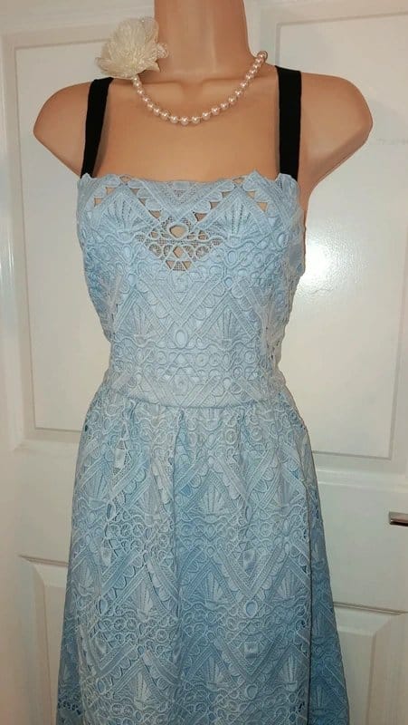 Perseverance Light Blue Lace Midi Dress UK 10