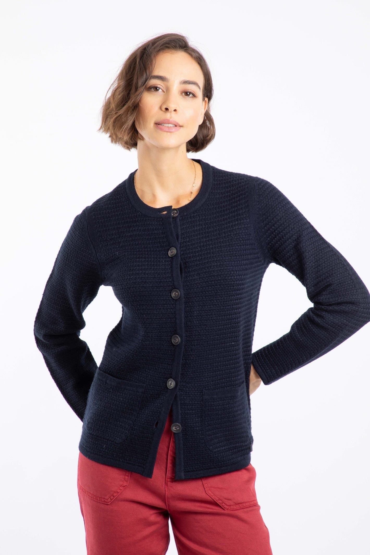 Weird Fish Weird Fish Women's Hayley Knitted Cardigan in Navy