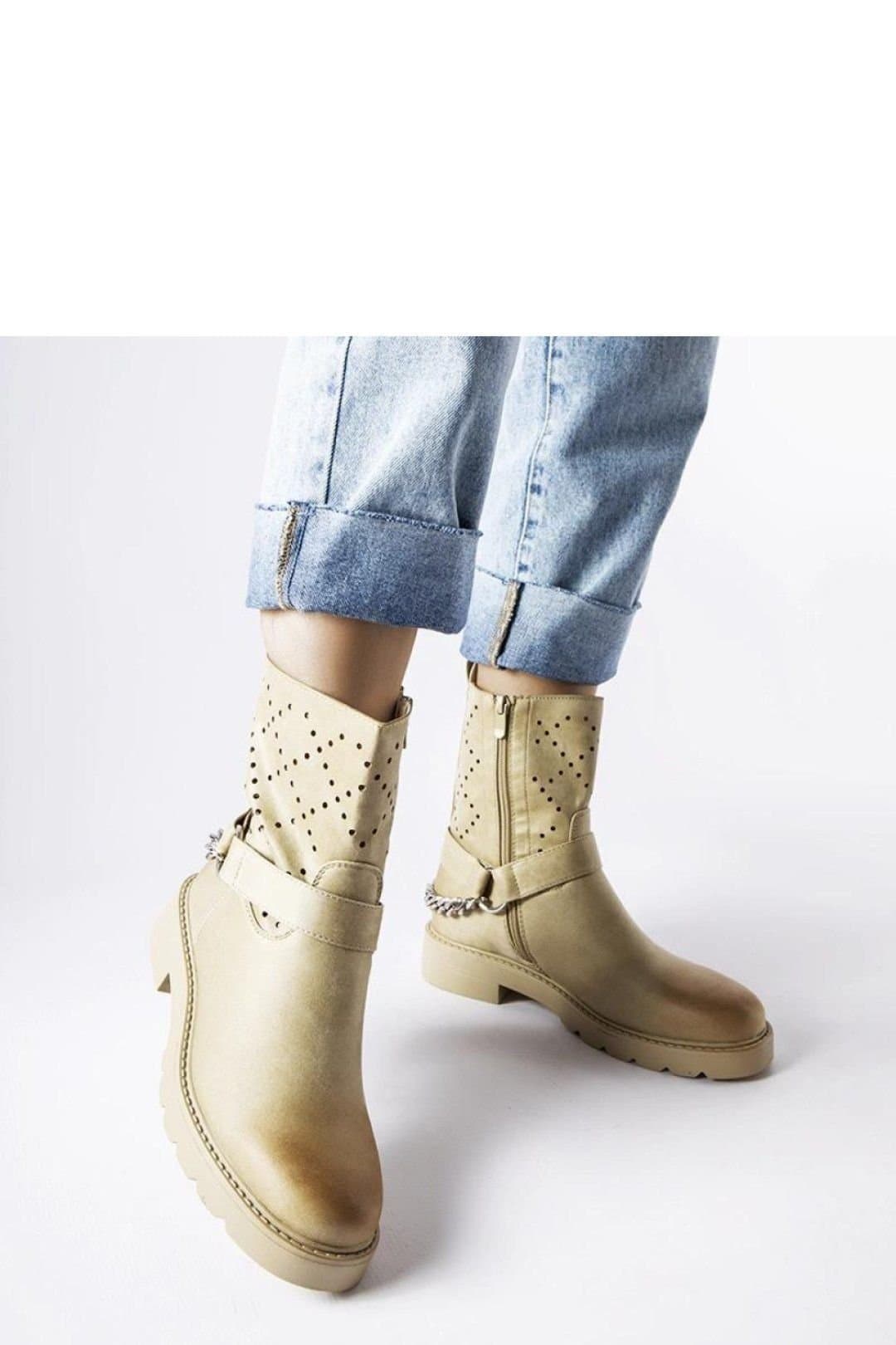 Love Lace Love Lace Beige Rubber Lace-Up Boots For Autumn Winter