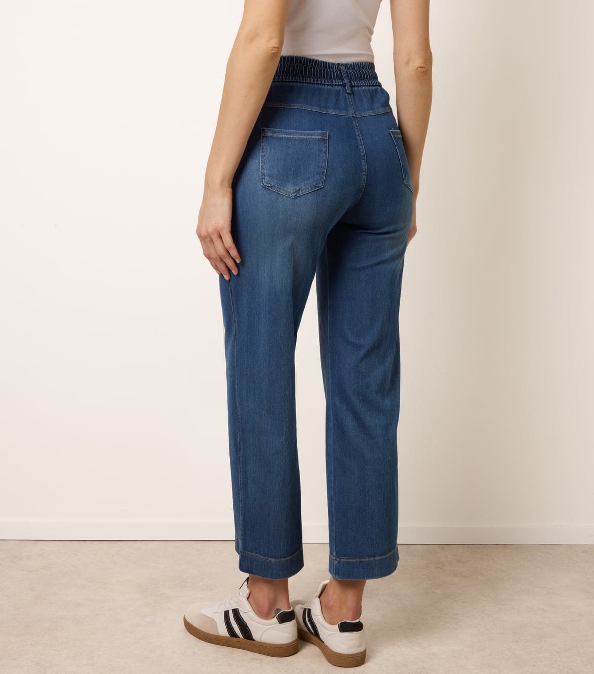 Blue Vanilla Women's Blue Cropped Drawstring Wide Leg Jeans Blue Vanilla New Look - 4
