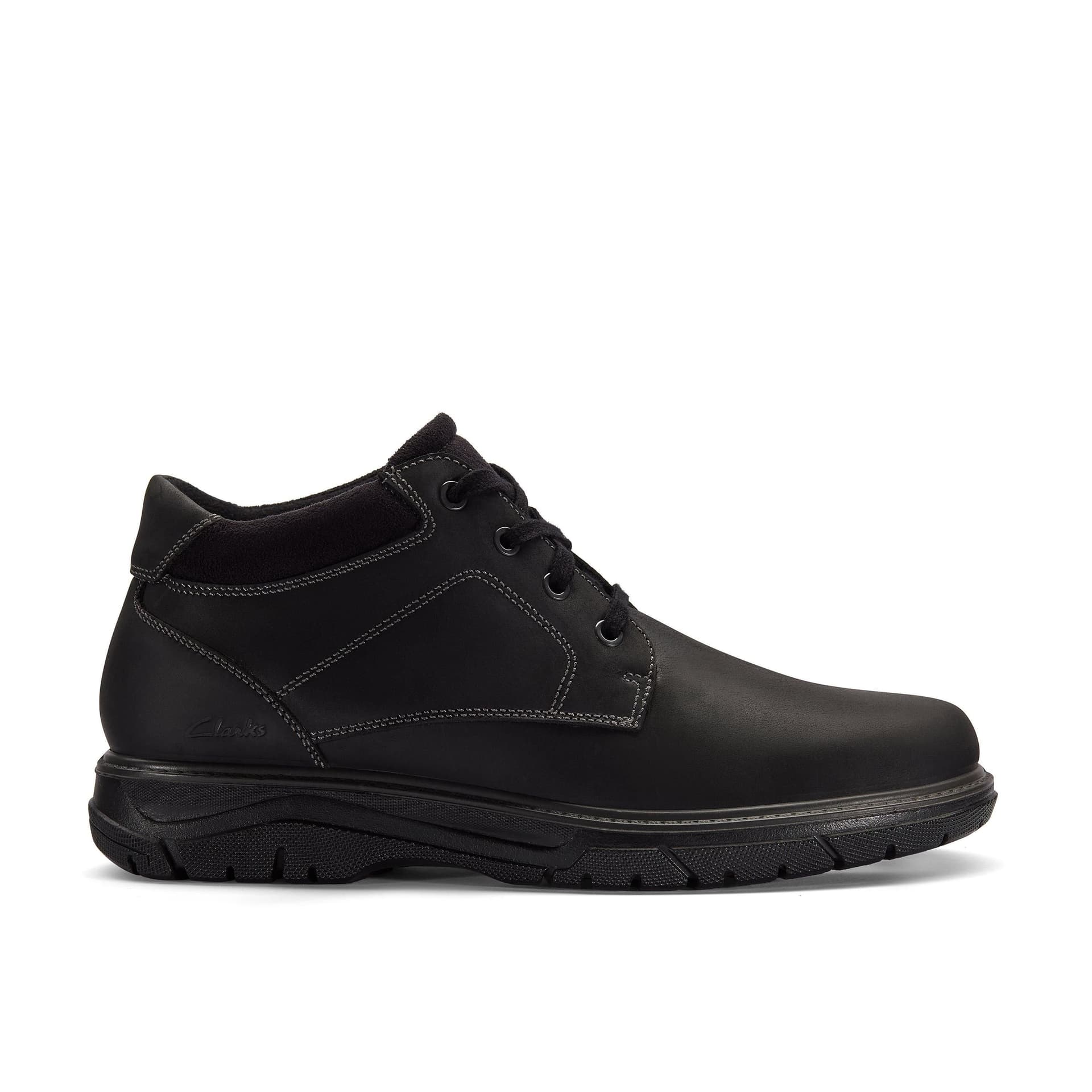 Clarks Clarks Men's Renzo Mid Black Leather Ankle Boots
