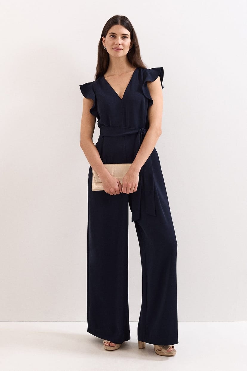 Phase Eight Phase Eight Women's Petite Kallie Wide-Leg Belted Jumpsuit in Dark Navy - 1