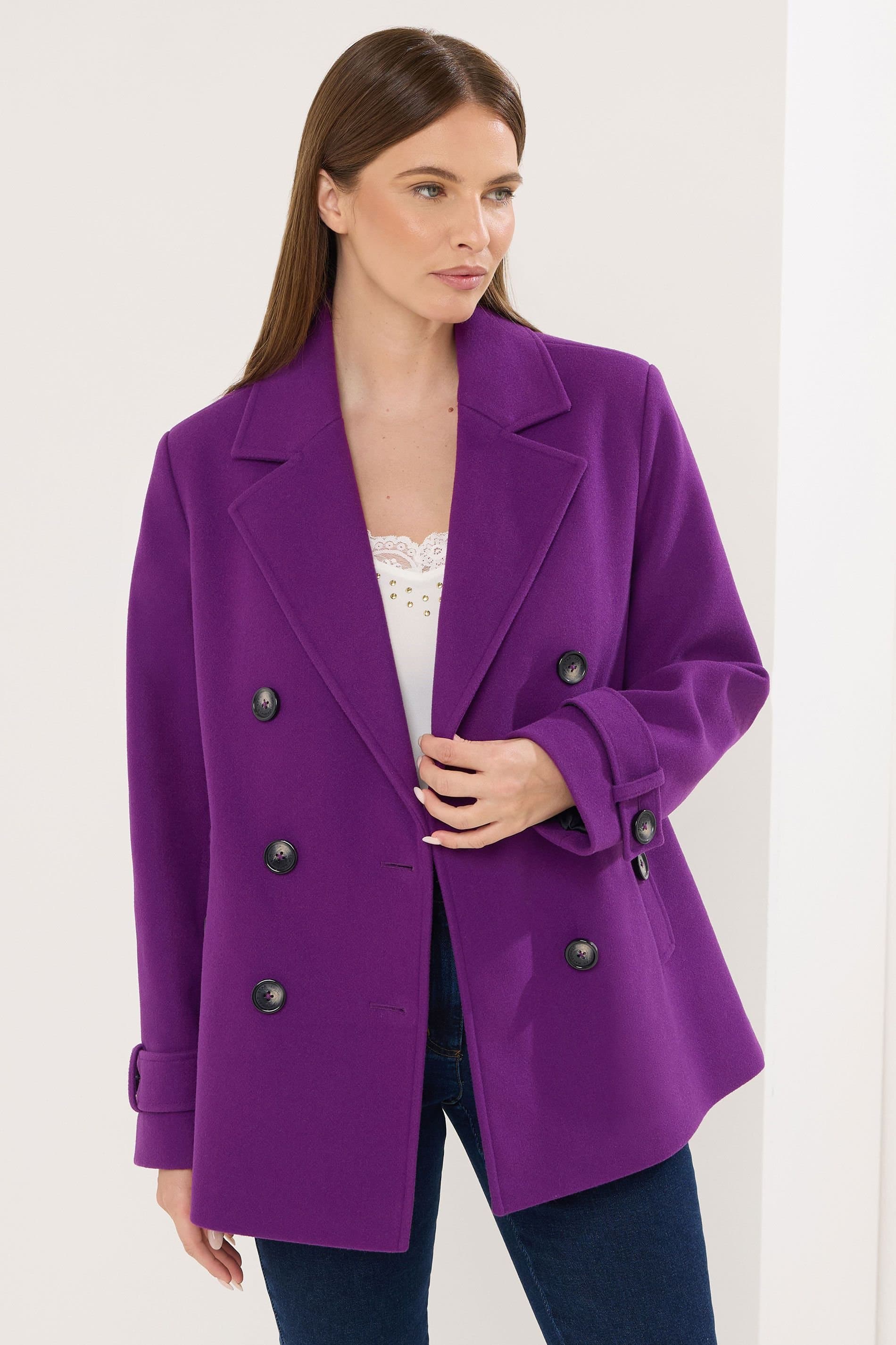 Star By Julien Macdonald Star by Julien Macdonald Women's Pea Coat in Purple