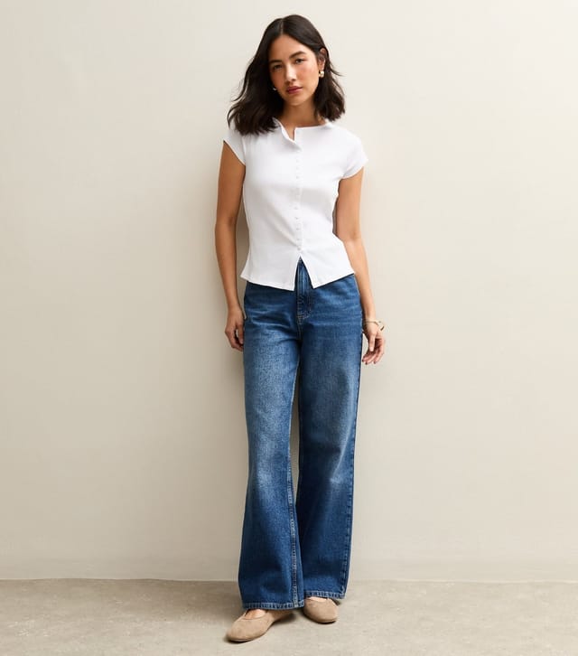 New Look Women's White Button Through T-Shirt New Look - 3