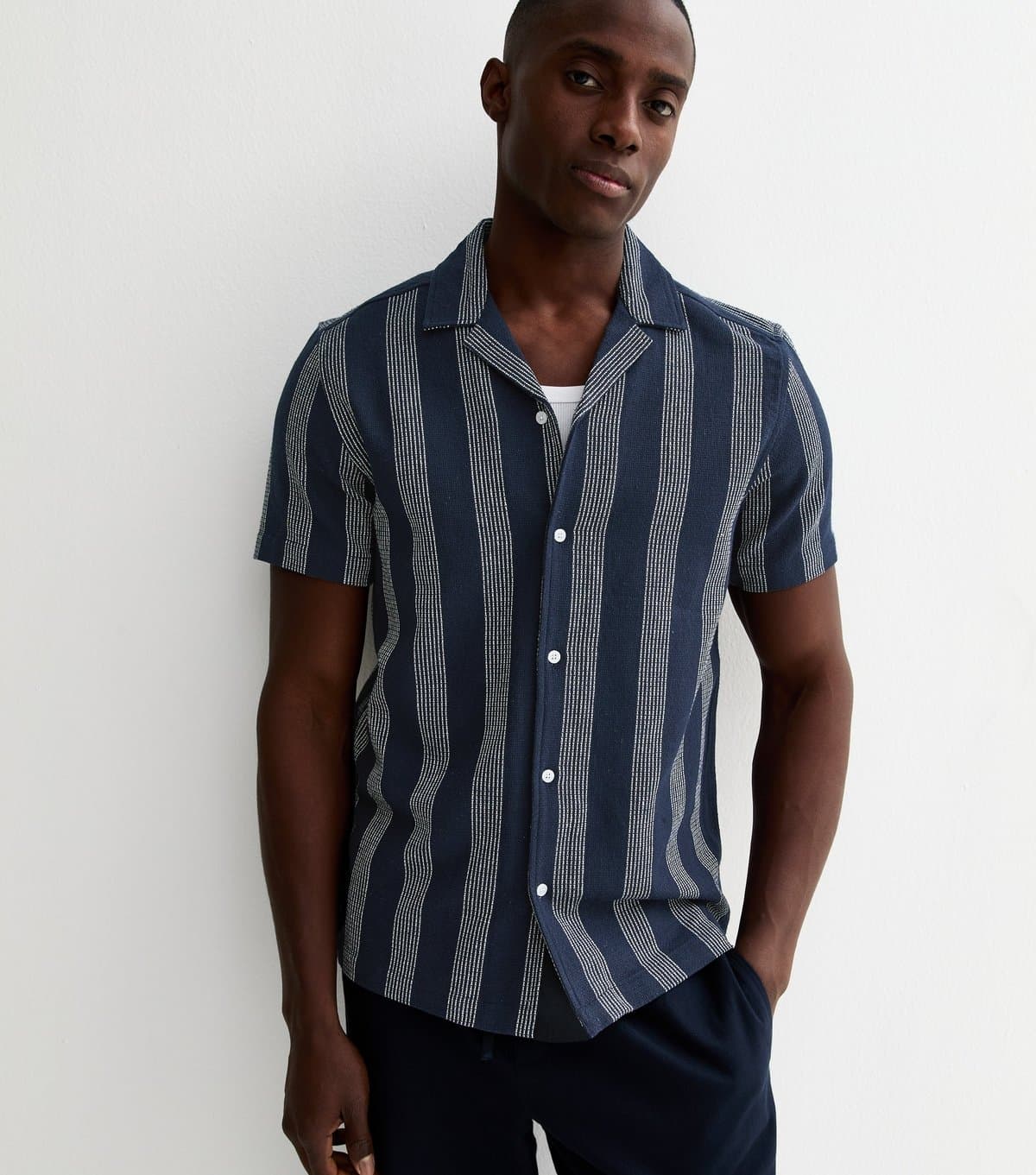 New Look New Look Men's Blue Regular Striped Short Sleeve T-Shirt