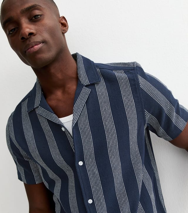 New Look Men's Blue Regular Striped Short Sleeve T-Shirt New Look - 2