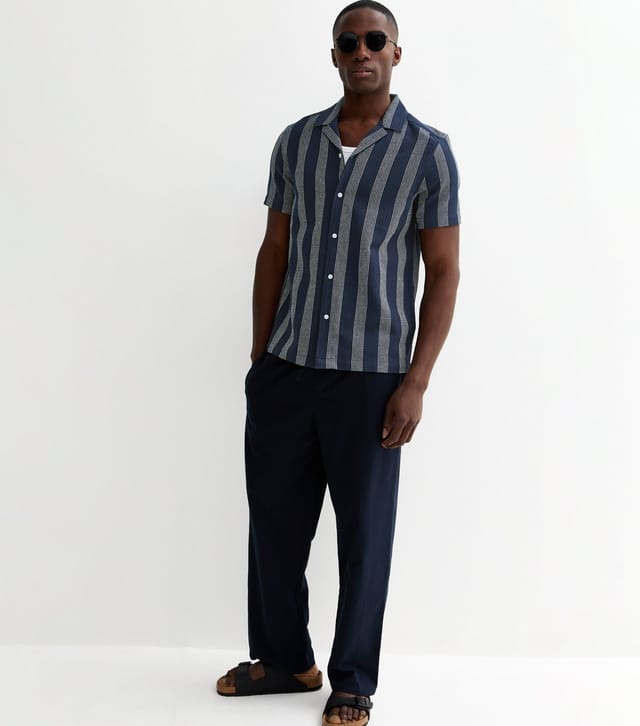 New Look Men's Blue Regular Striped Short Sleeve T-Shirt New Look - 3
