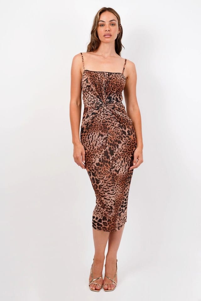 Jaded Rose Jaded Rose Women's Kalia Leopard Midaxi Dress with Twist Cinch - 2