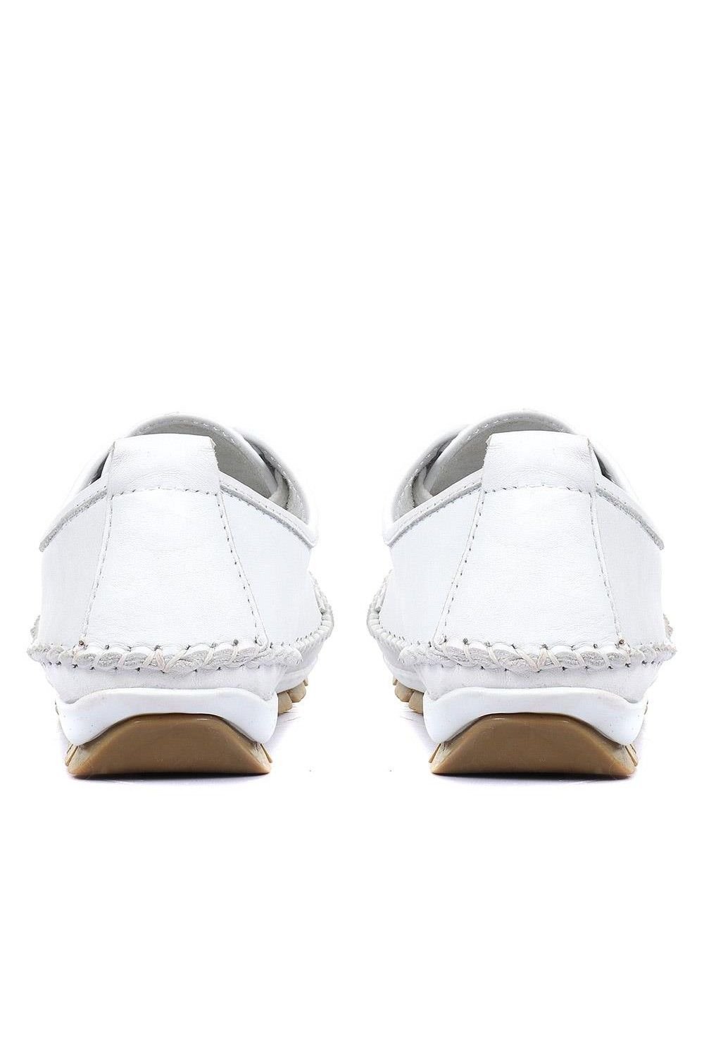 Pavers Pavers Women's Wide Fit Leather Lace-Up Trainers in White - 3