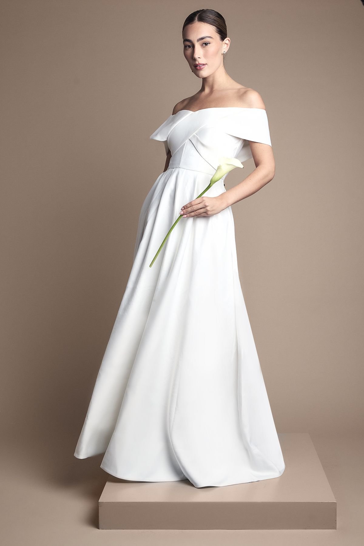 Coast Coast Women's Bardot Origami Satin Full Skirt Wedding Dress in Ivory - 2
