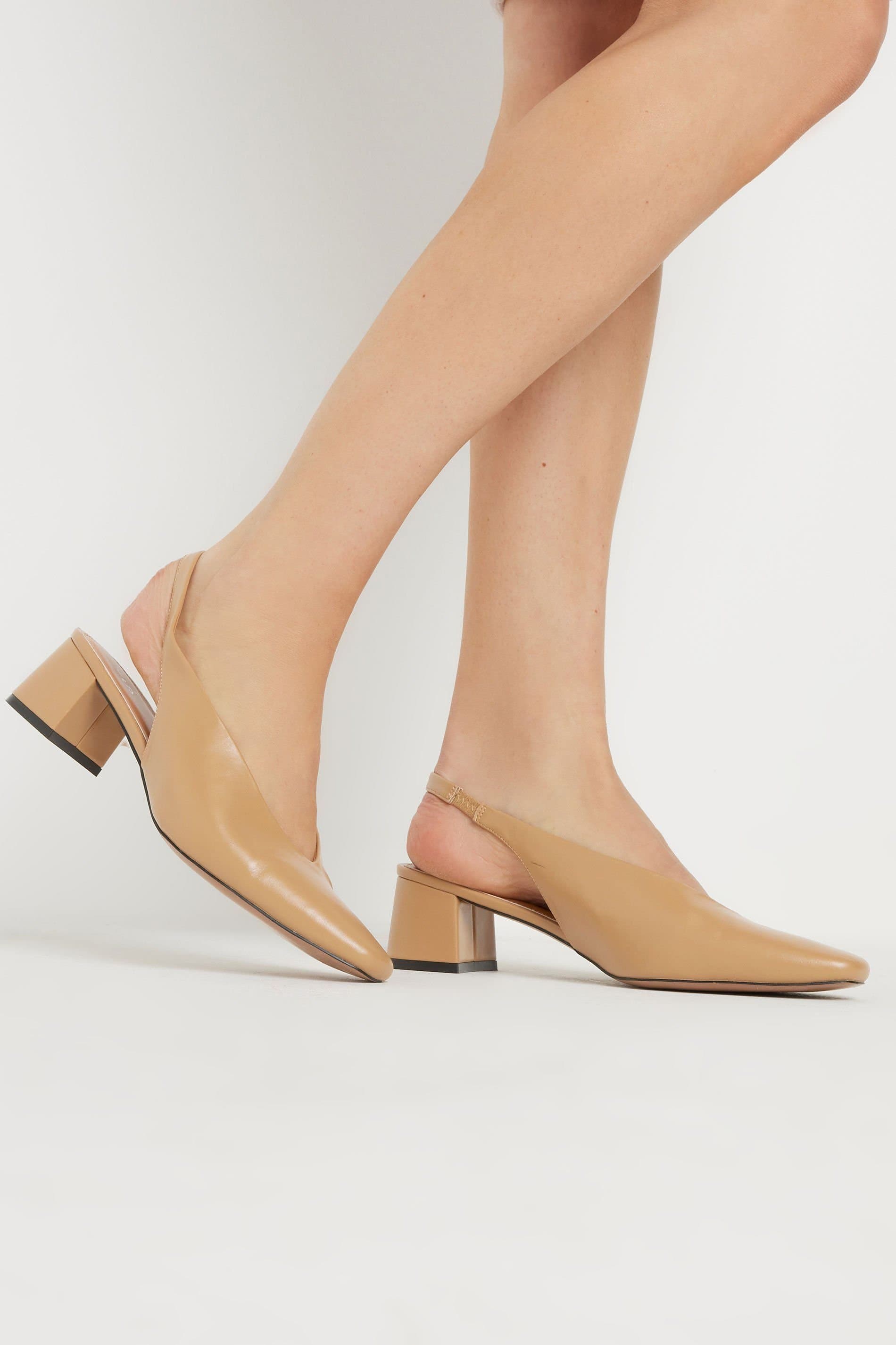 Long Tall Sally Long Tall Sally Women's Slingback Block Heels in Stone