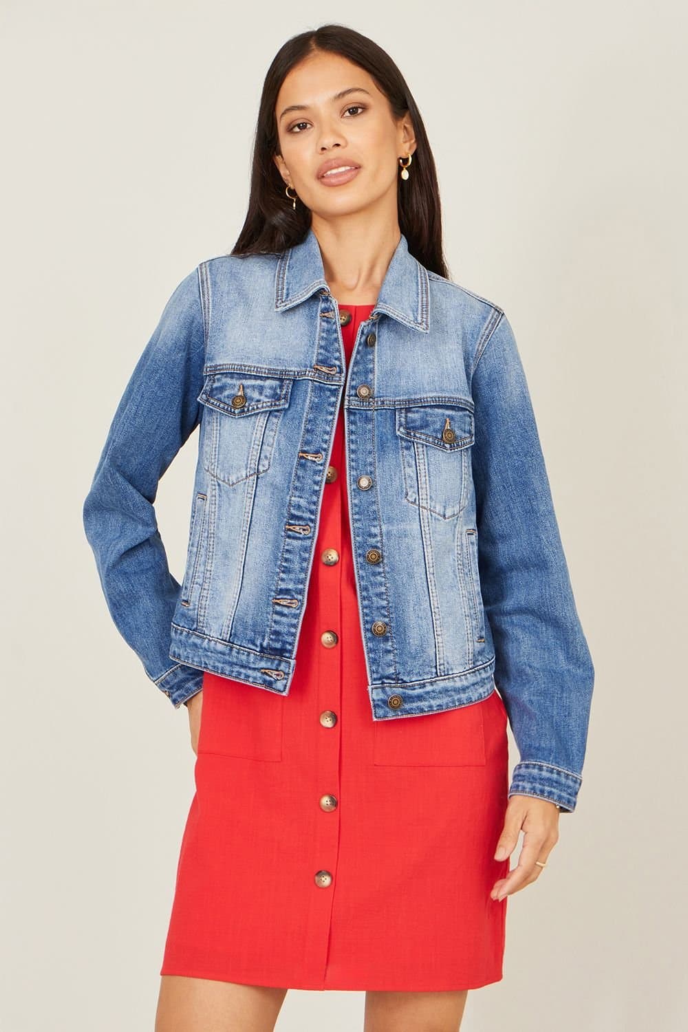 Yumi Yumi Women's Blue Stretch Washed Denim Jacket