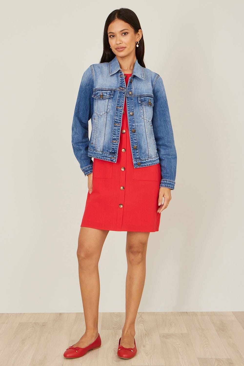 Yumi Yumi Women's Blue Stretch Washed Denim Jacket - 4