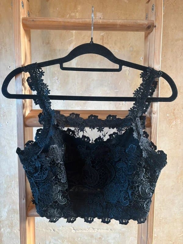 Topshop Topshop cropped lace bralet top black 10