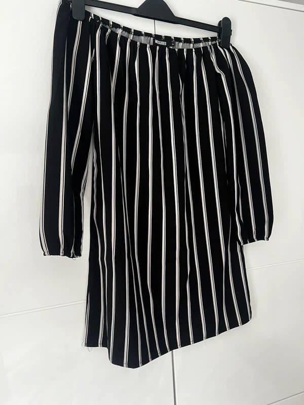 Missguided Missguided off the shoulder black and white dress