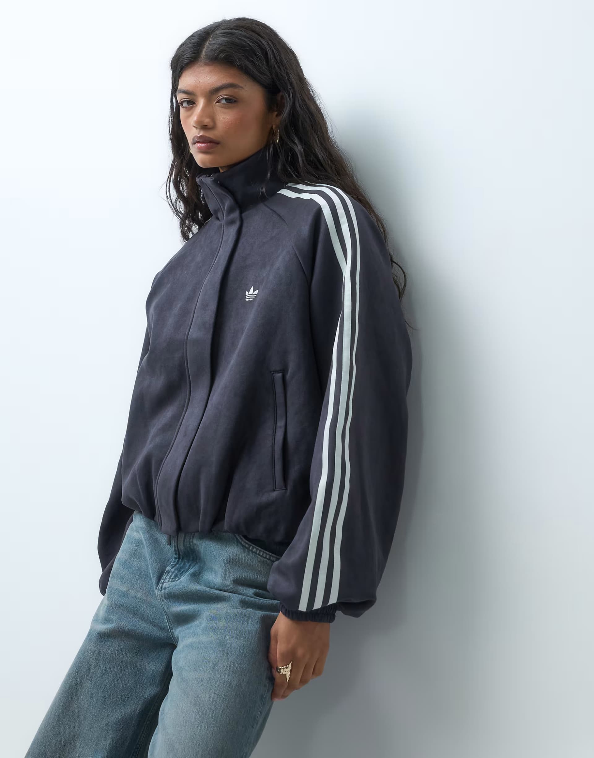 ASOS adidas Originals faux suede track jacket in black
